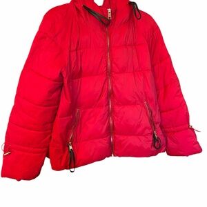 Zara Coat Outerwear Winter Jacket
Puffer Red With Hood-Size XL-12